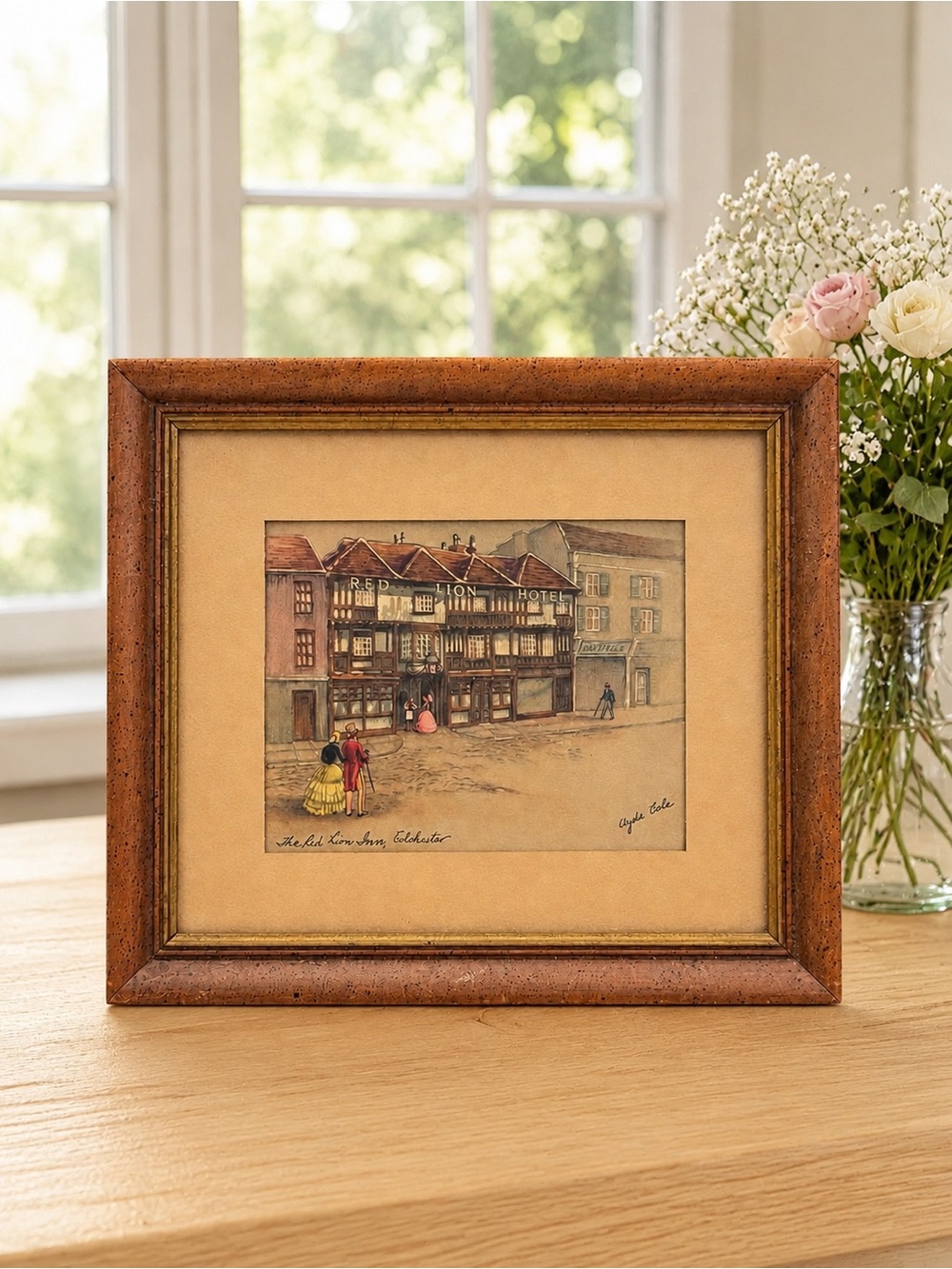 Vintage 40-50s "The Red Lion Inn" Colchester, England Victorian Art Clyde Cole